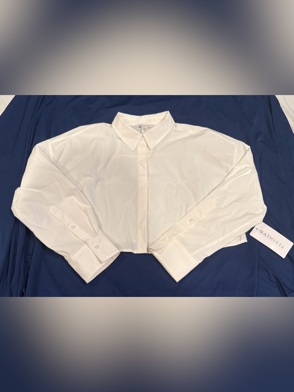 Athleta Midday Ultra Cropped Shirt Women’s Large White NWT UPF 40+ Button Front